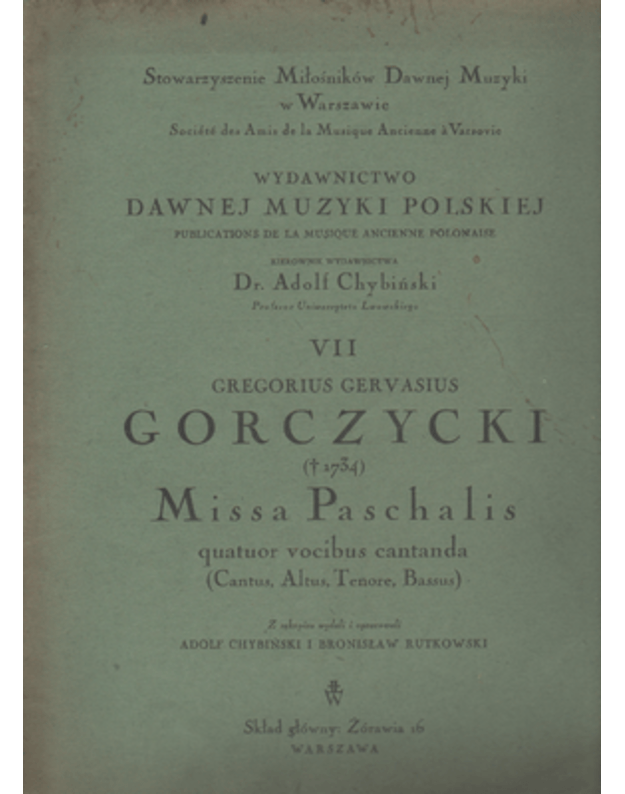 Wydawnuctwo Dawnej Muzyki Polskiej - Chybinski Adolf